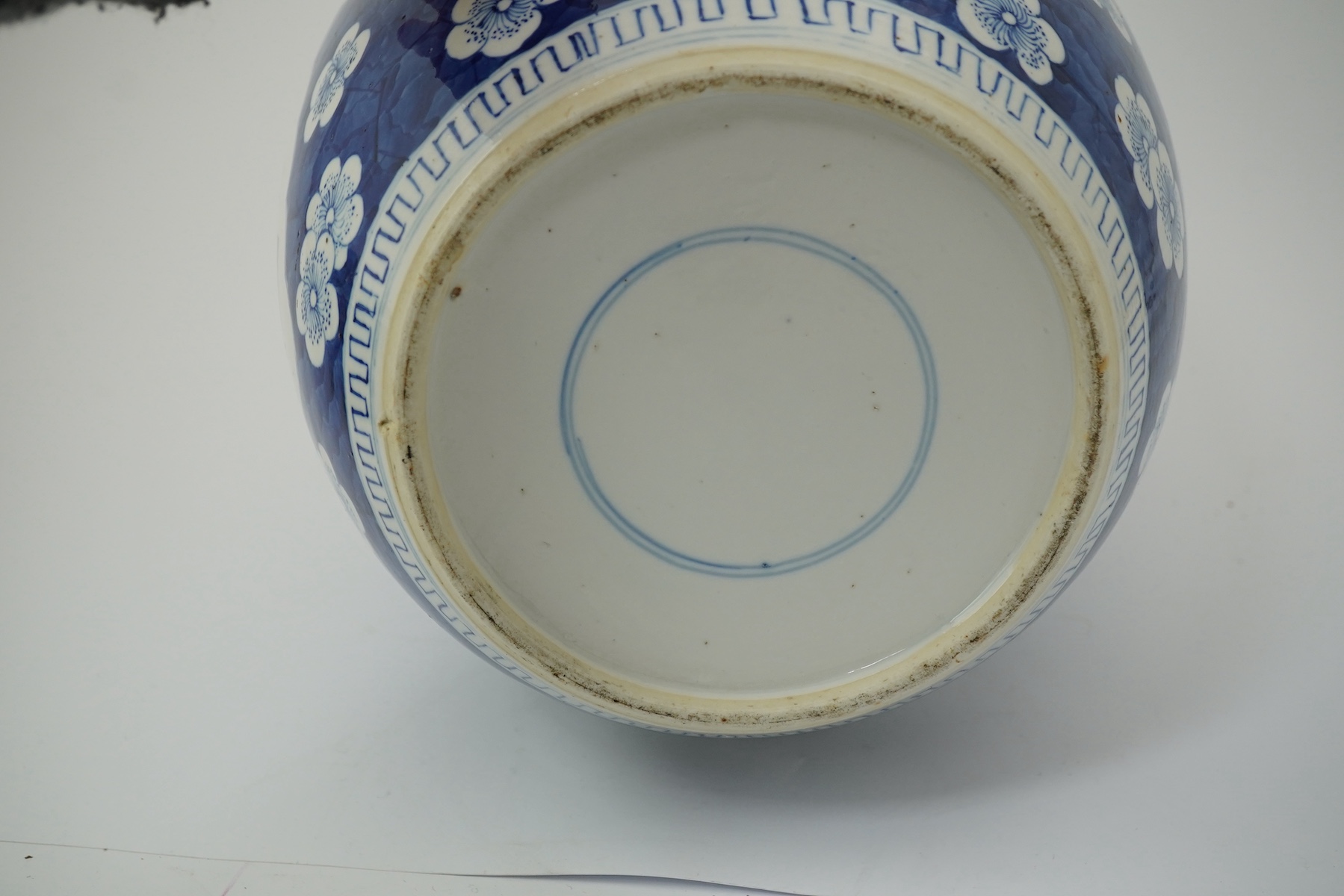 A large Chinese blue and white ‘Hundred Antiques’ jar and cover, late 19th century